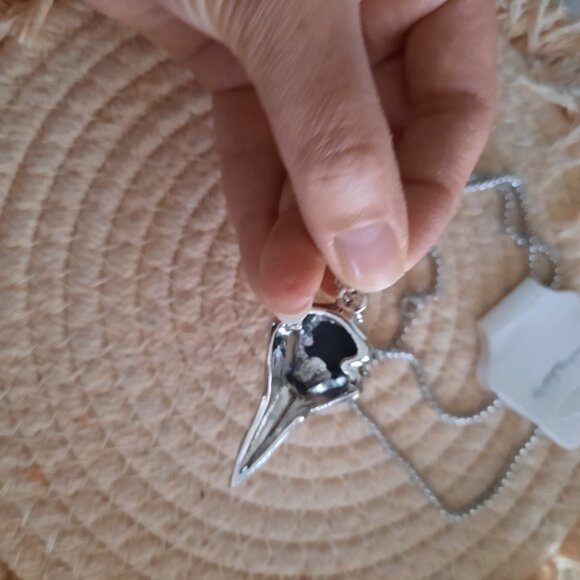 Raven Skull Pendant Gothic Pendant Necklace - Stainless Steel, NEW! - Picture 9 of 14